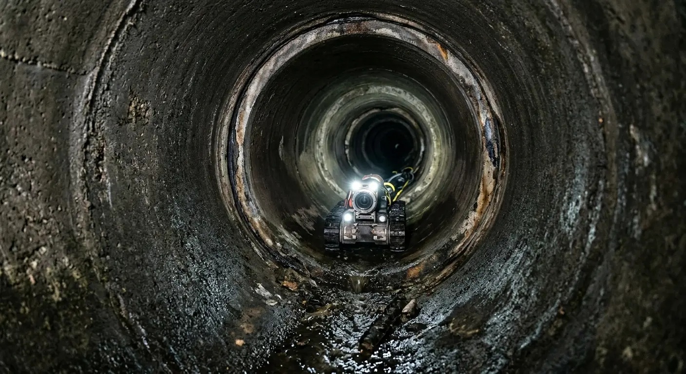 Robotic sewer camera inspecting pipe interior for Sewer Line Cleaning in Nevada
